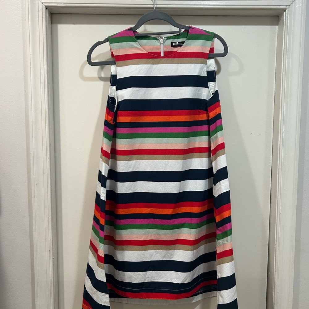 kate spade Multicolor Striped Sleeveless Dress — Navy, Pink, Red, Green